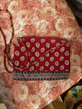 Vera Bradley Crimson Quilted Floral Crossbody with Multi-Color Trim